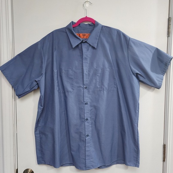 Red Kap Other - Red Kap Button Up Pockets Work Blue Short Sleeve Work Shirt Size‎ XXL